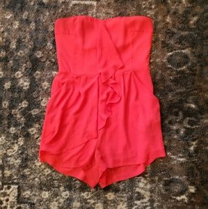 Express Coral Strapless Romper